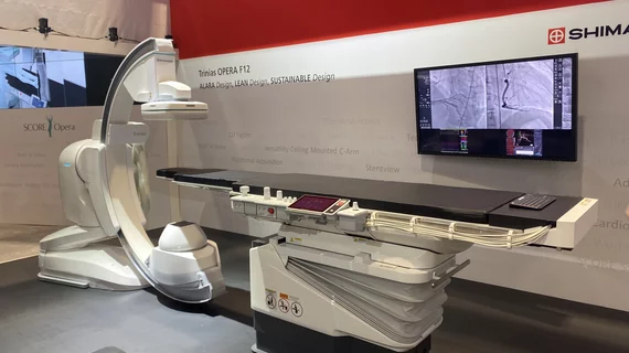 The Shimadzu Trinias SCORE Opera Angiography system at RSNA 2022. It offers dose lowering technologies and workflow efficiencies. #RSNA #RSNA22 
